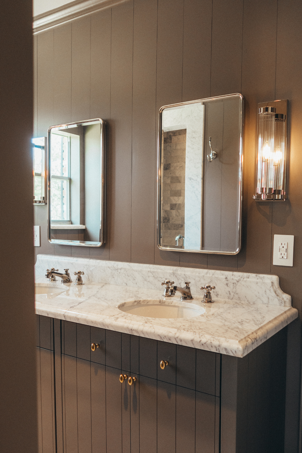 timeless bathroom, cottage core, brown bathroom, bathroom remodel ideas, Sophisticated bathroom retreat with timeless finishes and lighting, interior designer houston, interior design